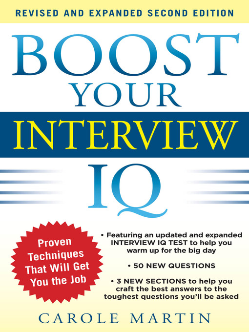 Title details for Boost Your Interview IQ 2/E by Carole Martin - Available